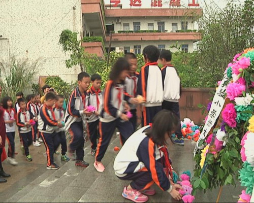 我镇实验小学缅怀革命先烈 祭扫烈士墓